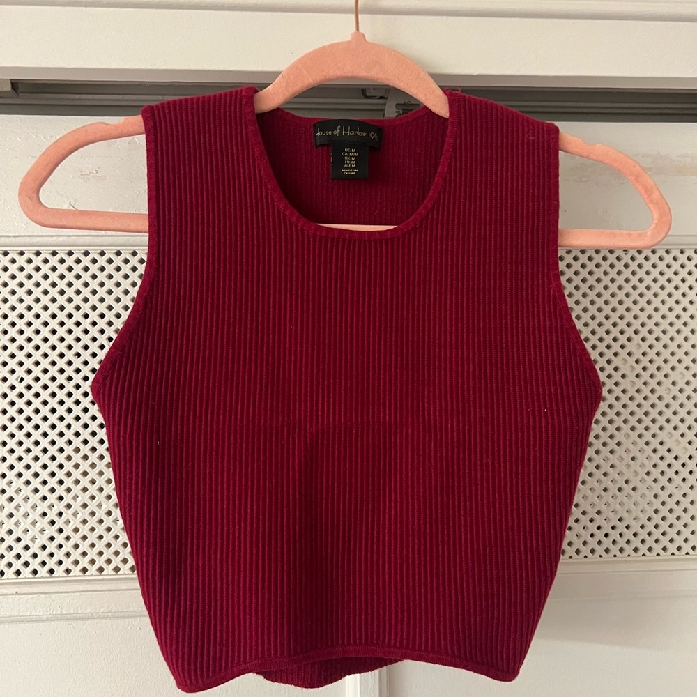 House of Harlow 1960 Ribbed Knit Cropped Tank Top